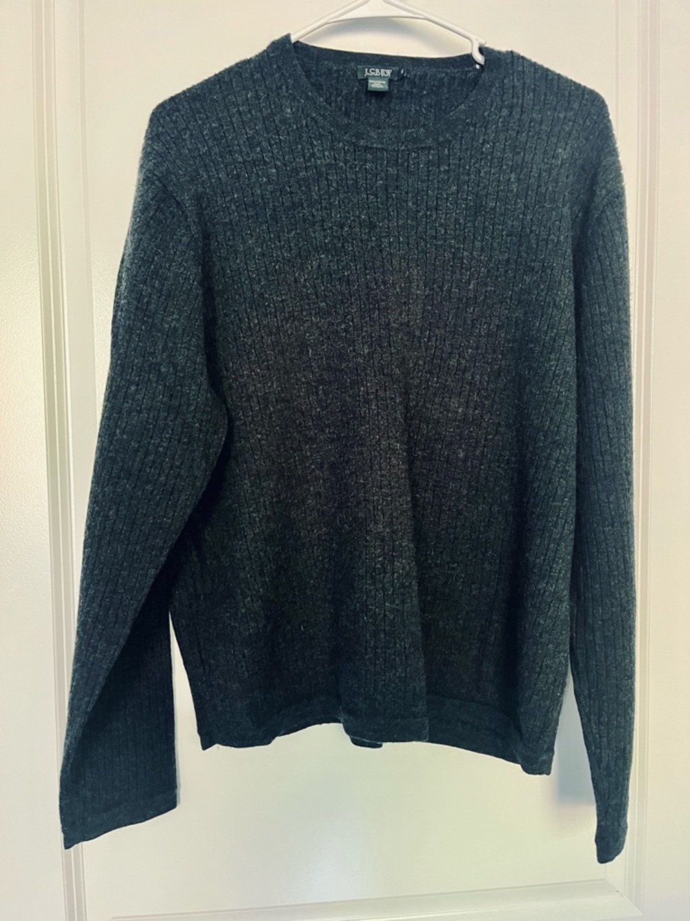 J. Crew Charcoal Ribbed Merino Wool Crewneck Sweater - Picture 1 of 6